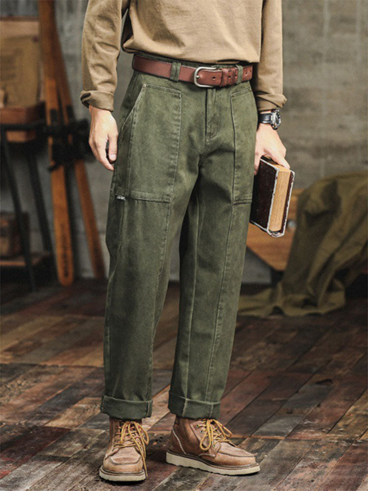Men's Vintage-Inspired Straight-Leg Cargo Pants