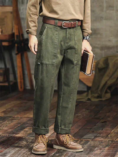 Men's Vintage-Inspired Straight-Leg Cargo Pants