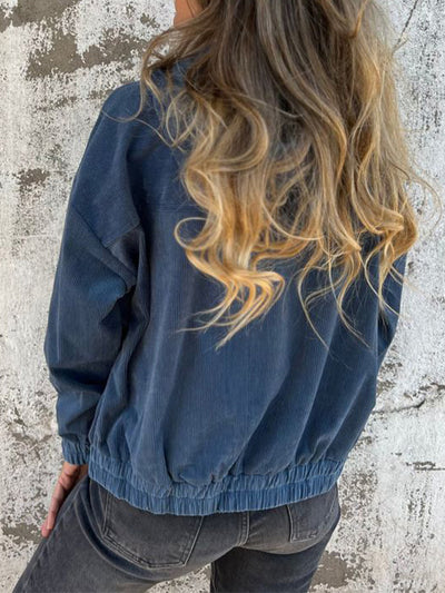 Women's Casual Corduroy Zip-Up Hooded Jacket