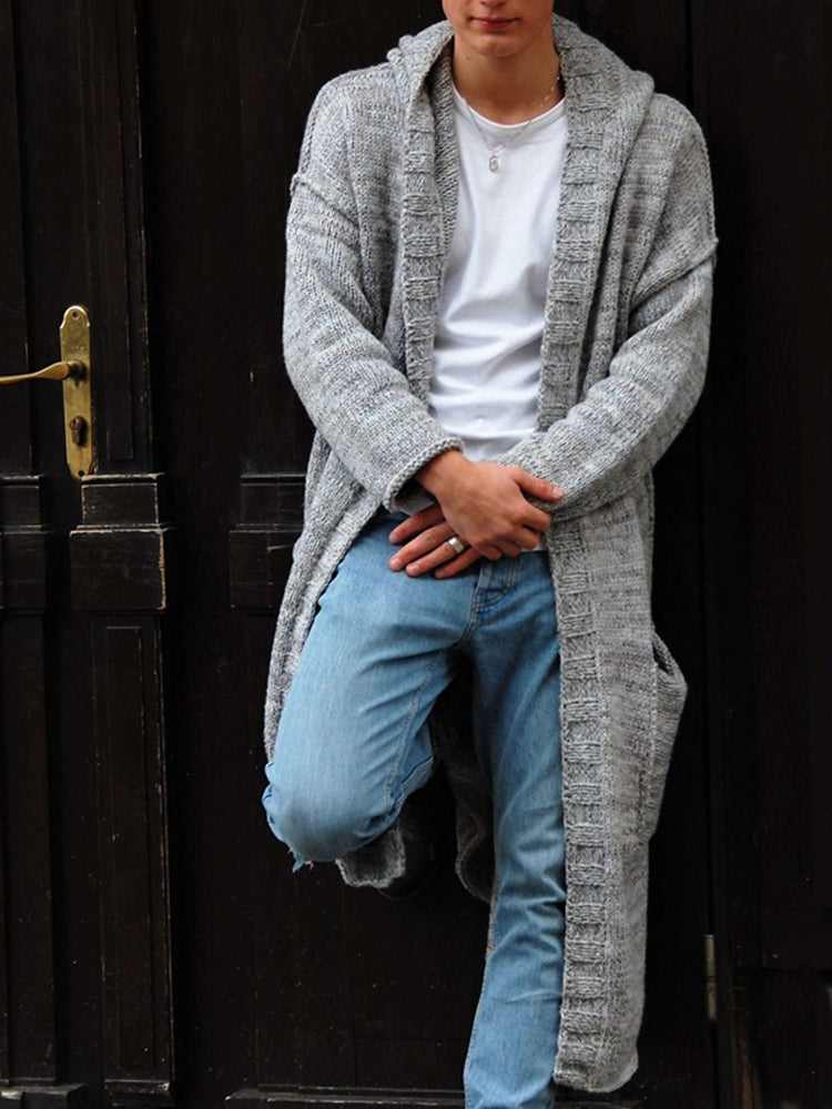 Hooded Long Knitted Sweater Cardigan