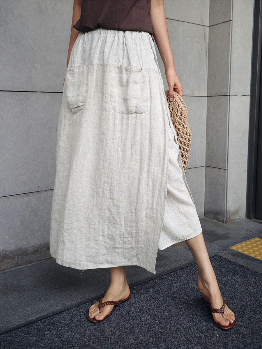 Linen Wide-leg Culottes with Pockets