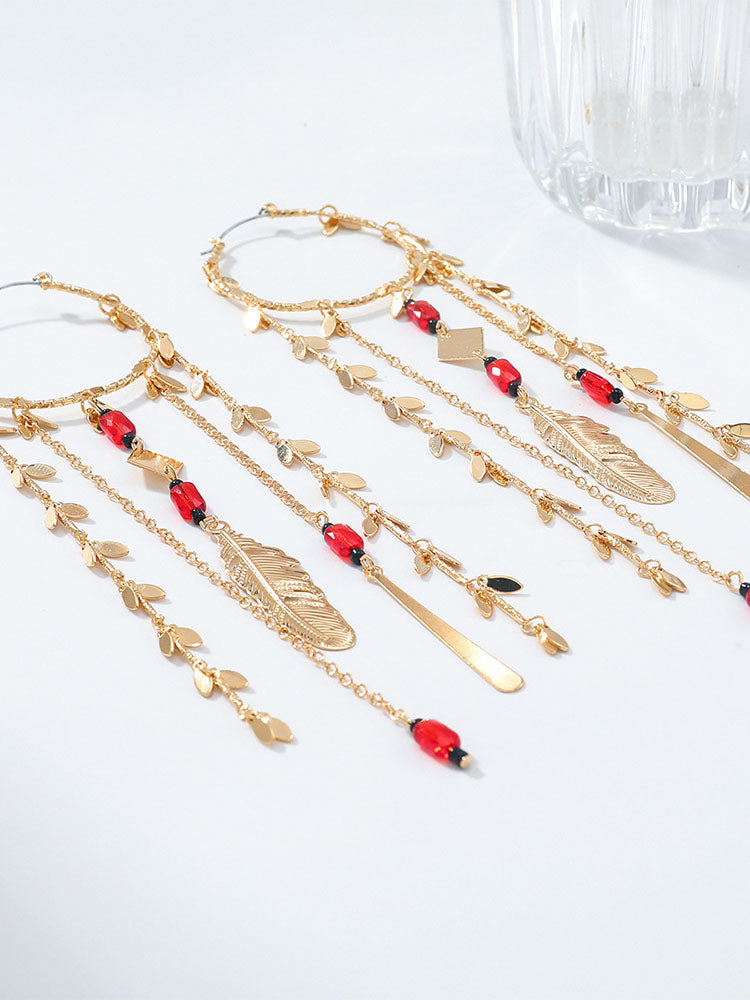 Bohemian Tassel Hoop Earrings