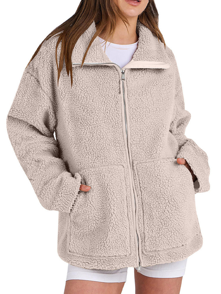 Cozy Sherpa Fleece Zip-Up Jacket for Women