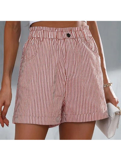 Women's Casual Cuffed Comfy Stripe Shorts