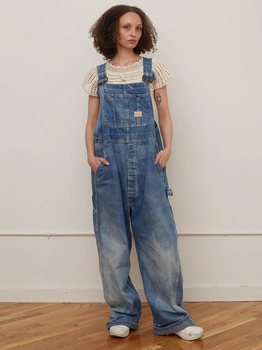 Oversized Vintage Wash Wide Leg Bib Overalls