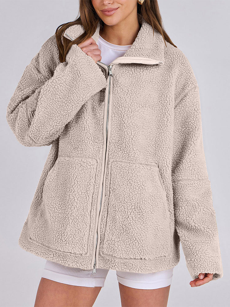 Cozy Sherpa Fleece Zip-Up Jacket for Women