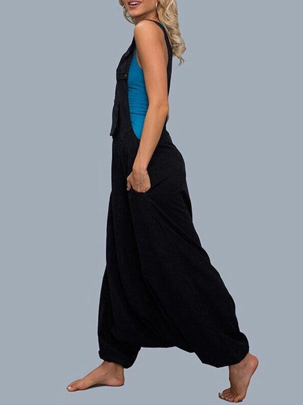 Women's U-neck Sleeveless Harem Wide Leg Jumpsuit