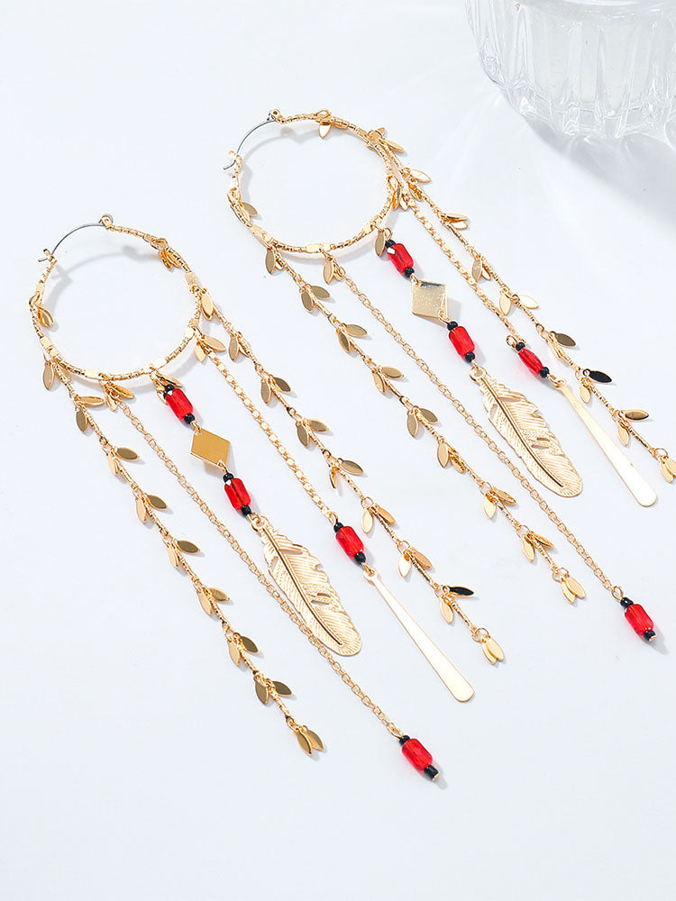 Bohemian Tassel Hoop Earrings