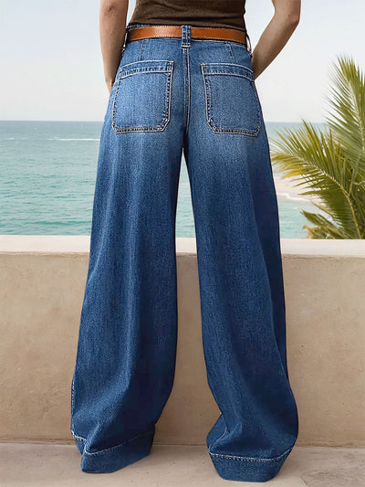 Relaxed Fit Wide Leg Denim Jeans