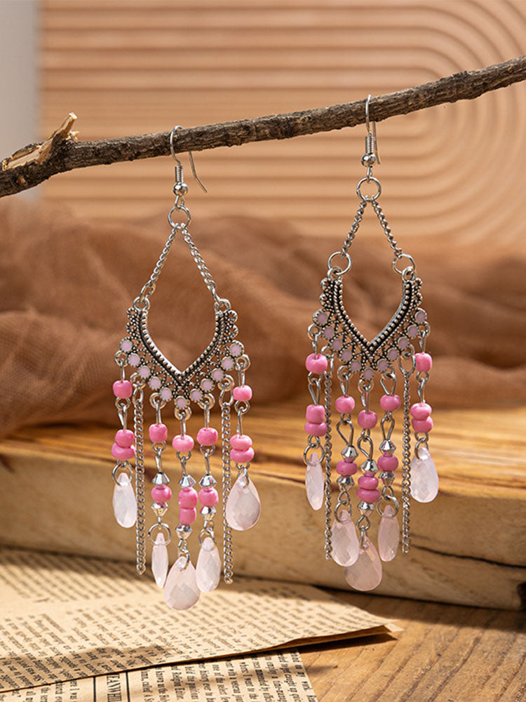 Bohemian Tassel Beaded Dangle Earrings