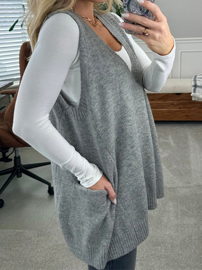 Cozy Knit V-Neck Pocket Sweater Vest