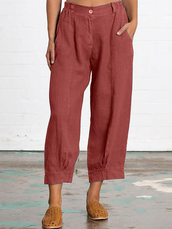 Solid Color Loose Casual Crop Pants