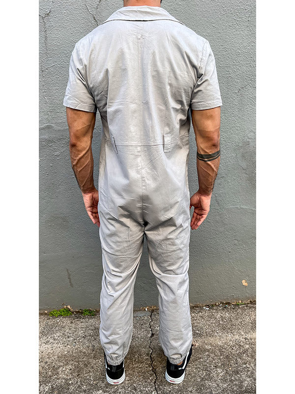 Men's Casual Zipper Neck Cargo Jumpsuit