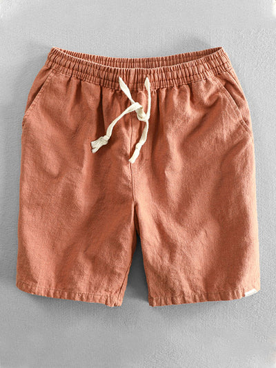 Men’s Drawstring Cotton and Linen Blend Casual Shorts