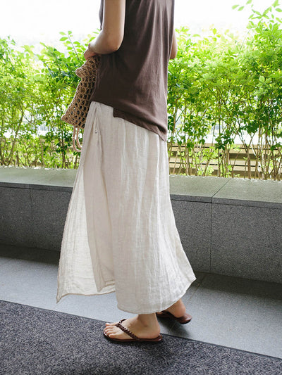 Linen Wide-leg Culottes with Pockets