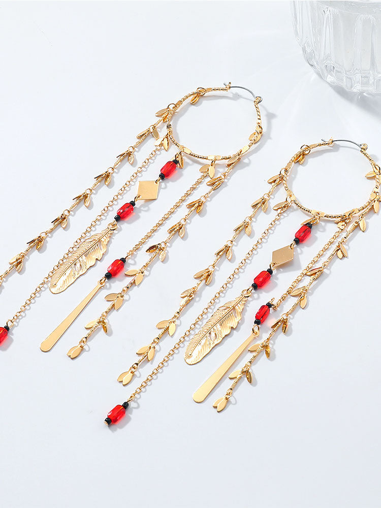Bohemian Tassel Hoop Earrings