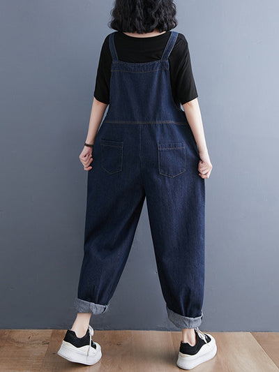 Women's Loose Multi-Pocket Denim Overalls