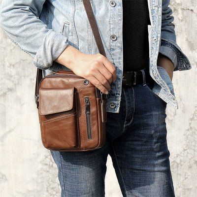 Men's Cowhide Crossbody Shoulder Bag