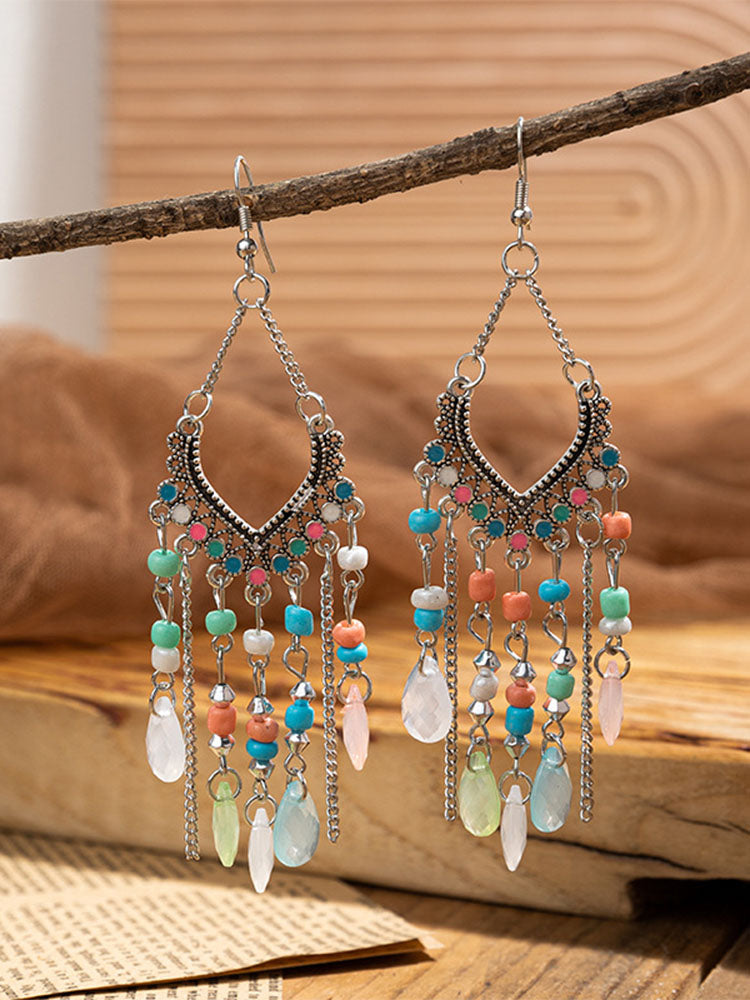 Bohemian Tassel Beaded Dangle Earrings