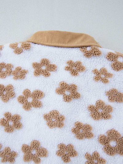 Cozy Floral Fleece Button-Up Jacket