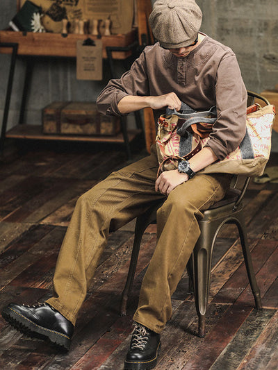 Men's Vintage-Inspired Straight-Leg Cargo Pants