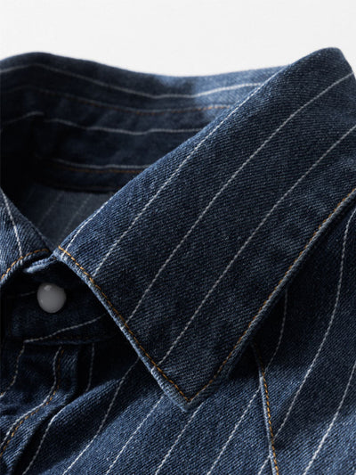 Men’s Vintage-Inspired Striped Denim Shirt