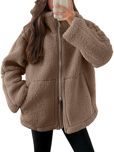 Cozy Sherpa Fleece Zip-Up Jacket for Women