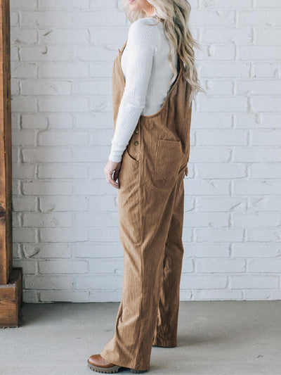 Women's Cozy Corduroy Loose Fit Overalls