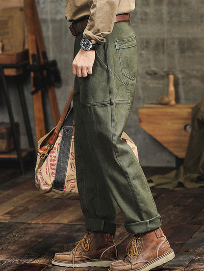 Men's Vintage-Inspired Straight-Leg Cargo Pants
