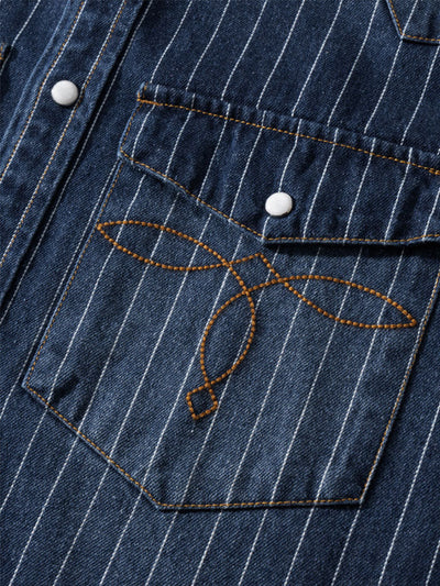 Men’s Vintage-Inspired Striped Denim Shirt