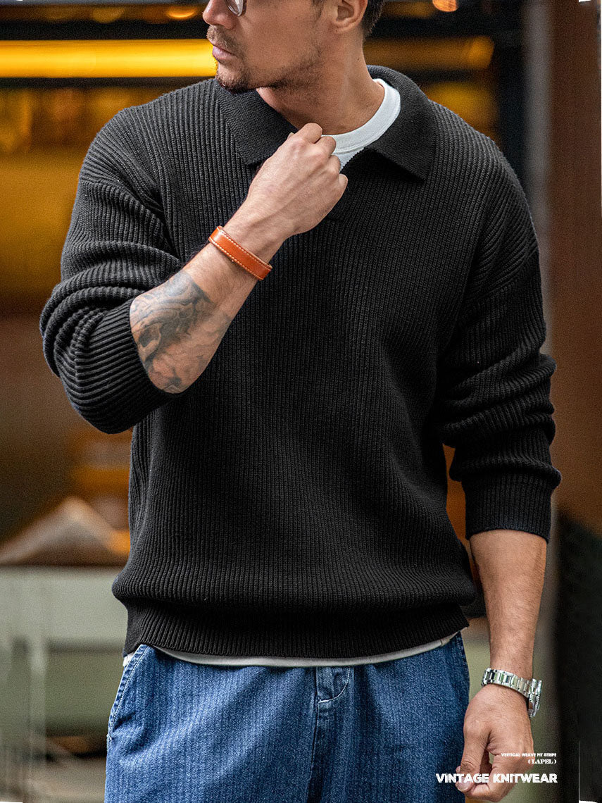 Men's Polo Collar Knit Sweater