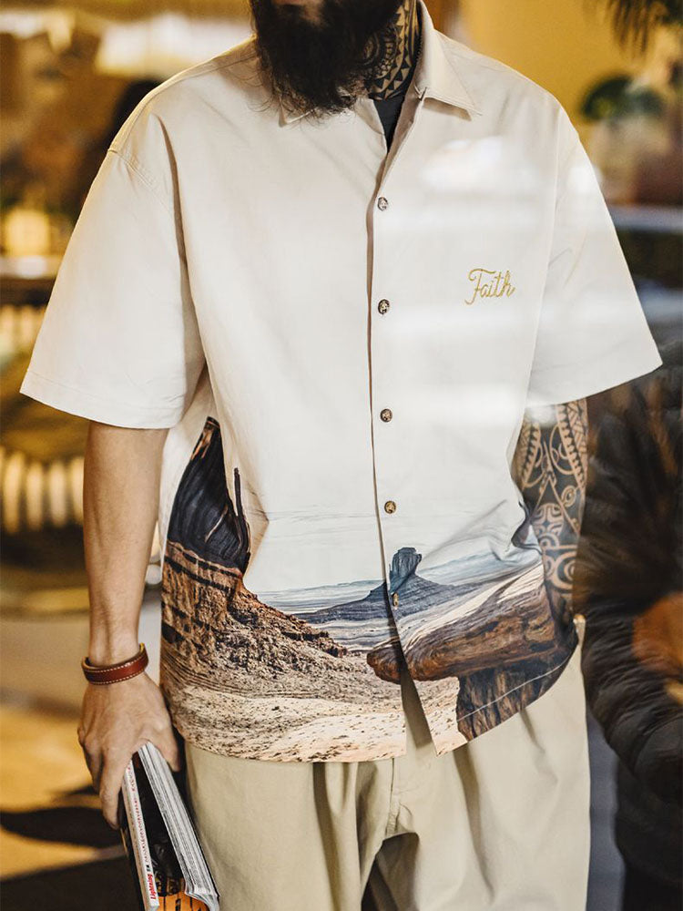 Men's Western-Inspired Short-Sleeve Shirt