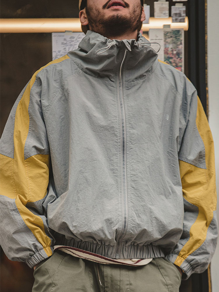 Men's Nylon Color-Block Windbreaker Jackets