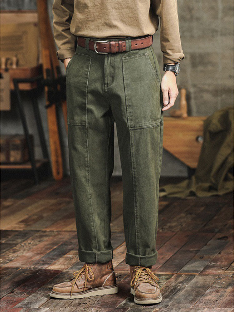 Men's Vintage-Inspired Straight-Leg Cargo Pants