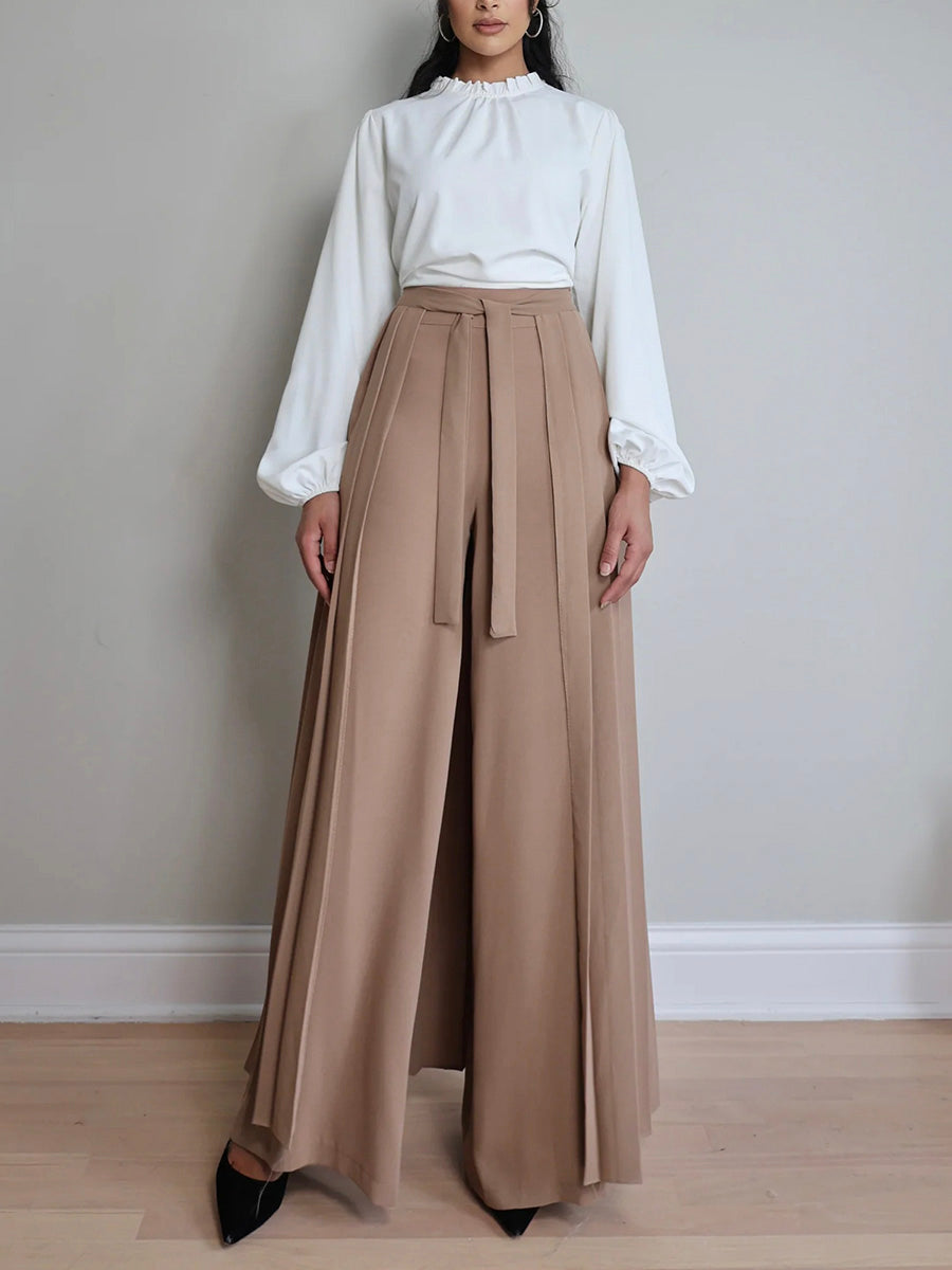 Lovely Pleated Overskirt Pants Set