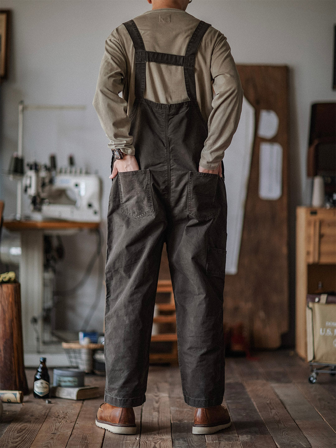 Men's Unique Pocket Overalls with Hammer Loop