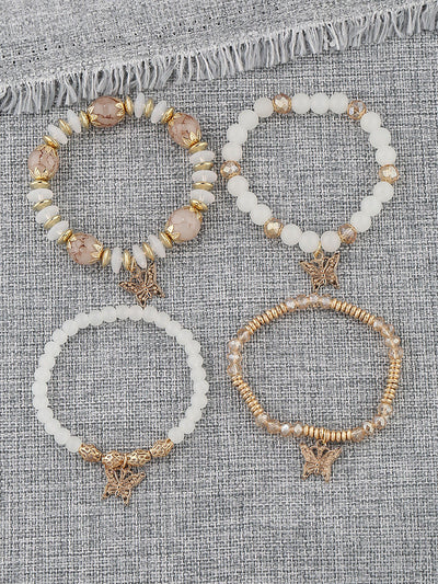 Bohemian Multi-Layer Crystal Butterfly Pendant Bracelet
