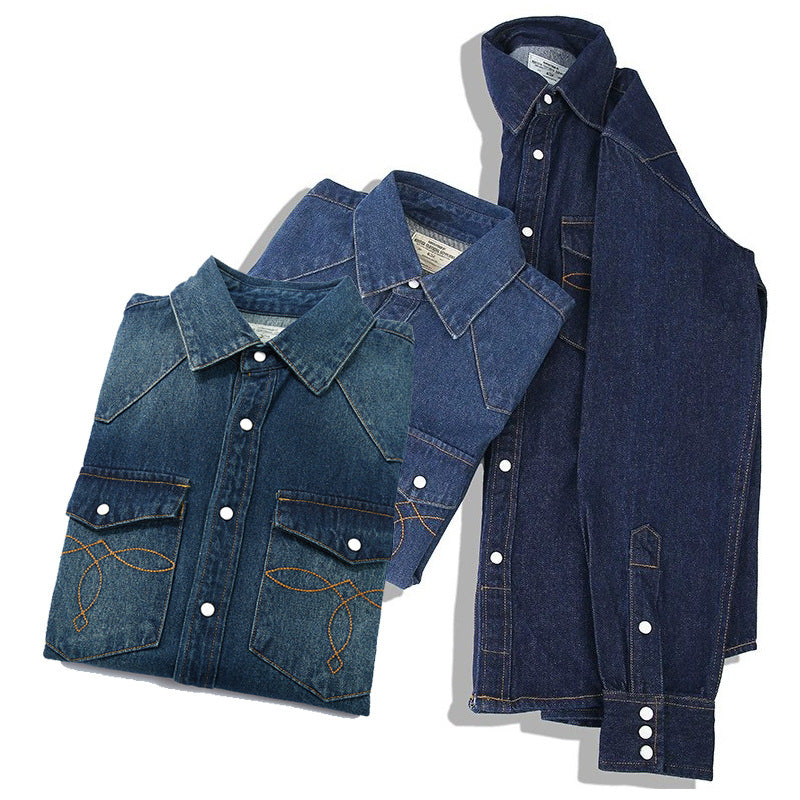 Slim Fit Denim Western Shirt