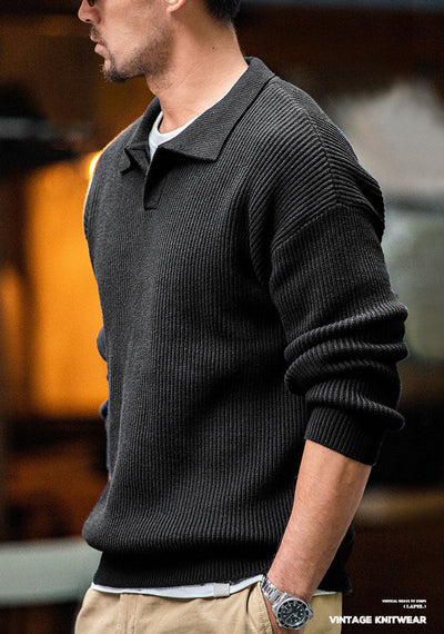 Men's Polo Collar Knit Sweater