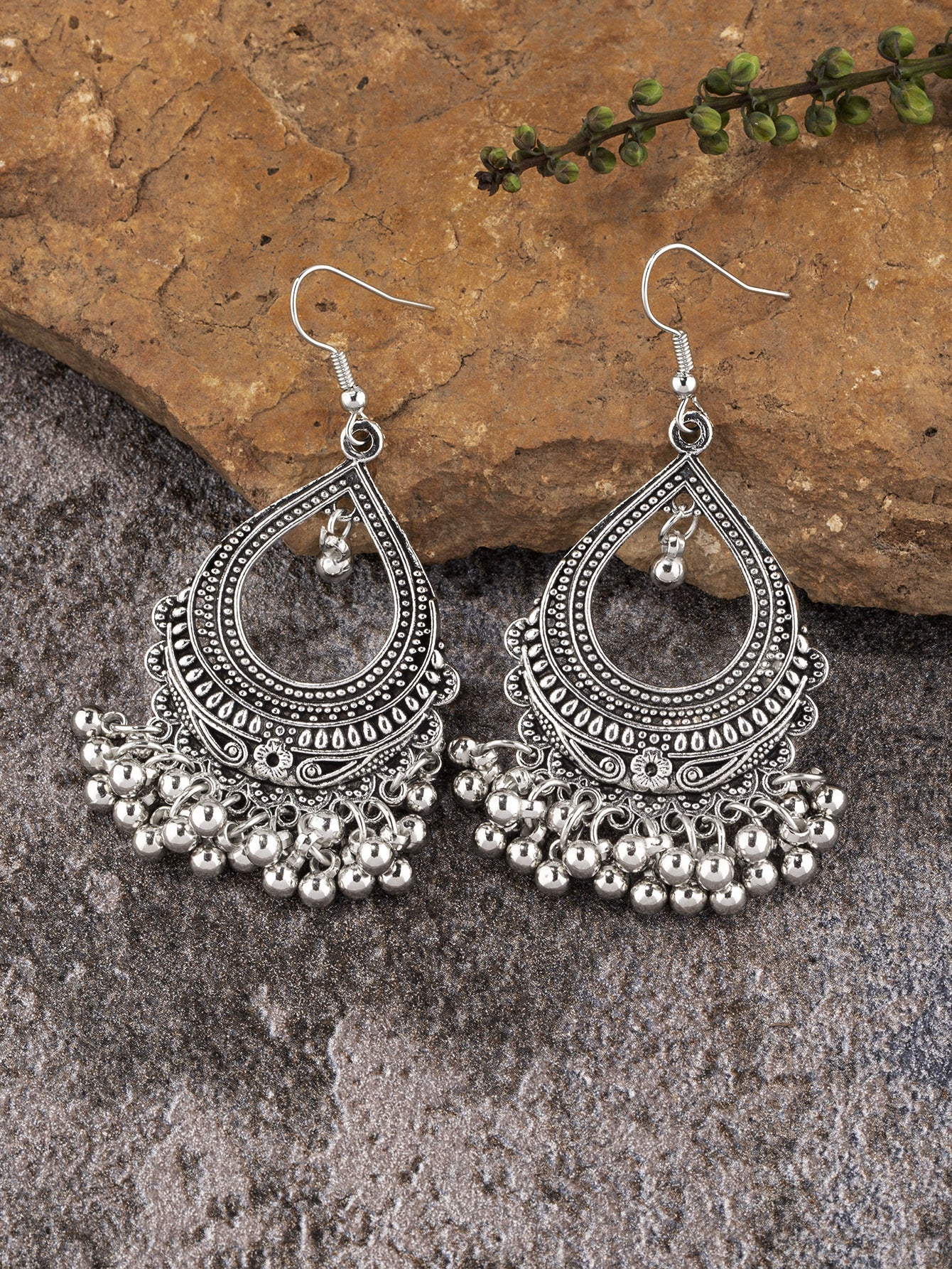 Ethnic-Style Alloy Jhumka Earrings