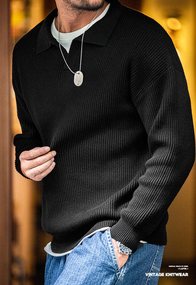Men's Polo Collar Knit Sweater