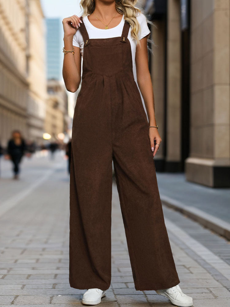 Women's Corduroy Loose-Fit Overalls