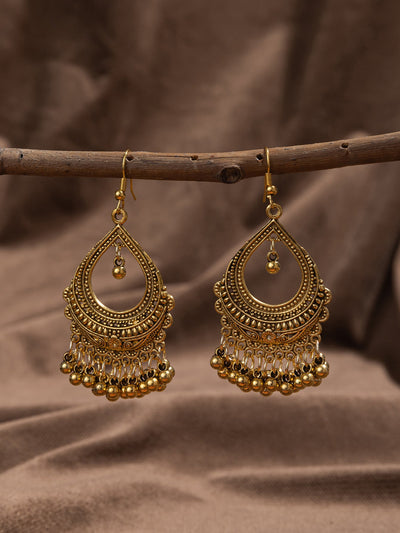 Ethnic-Style Alloy Jhumka Earrings
