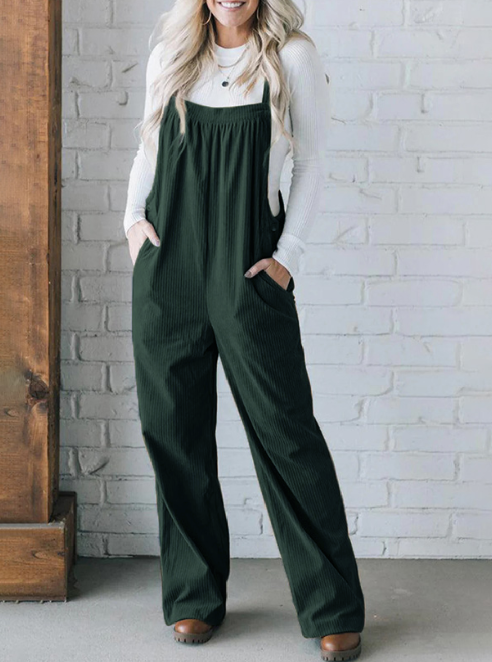 Women's Cozy Corduroy Loose Fit Overalls