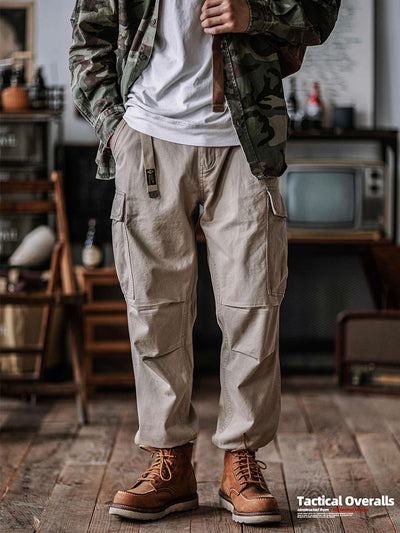 Men's Washed Tactical Cargo Pants with Belt