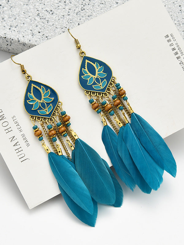 Western Feather Water Drop Earrings