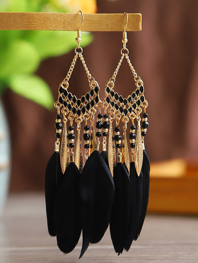 Western Feather Water Drop Earrings