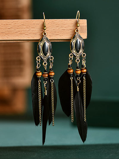 Western Feather Water Drop Earrings