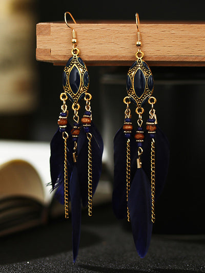 Western Feather Water Drop Earrings