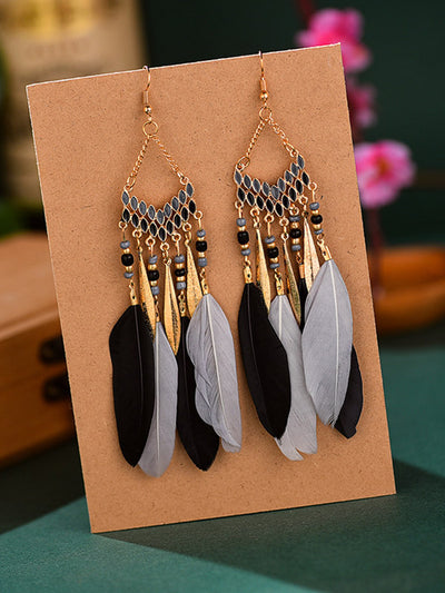 Western Feather Water Drop Earrings